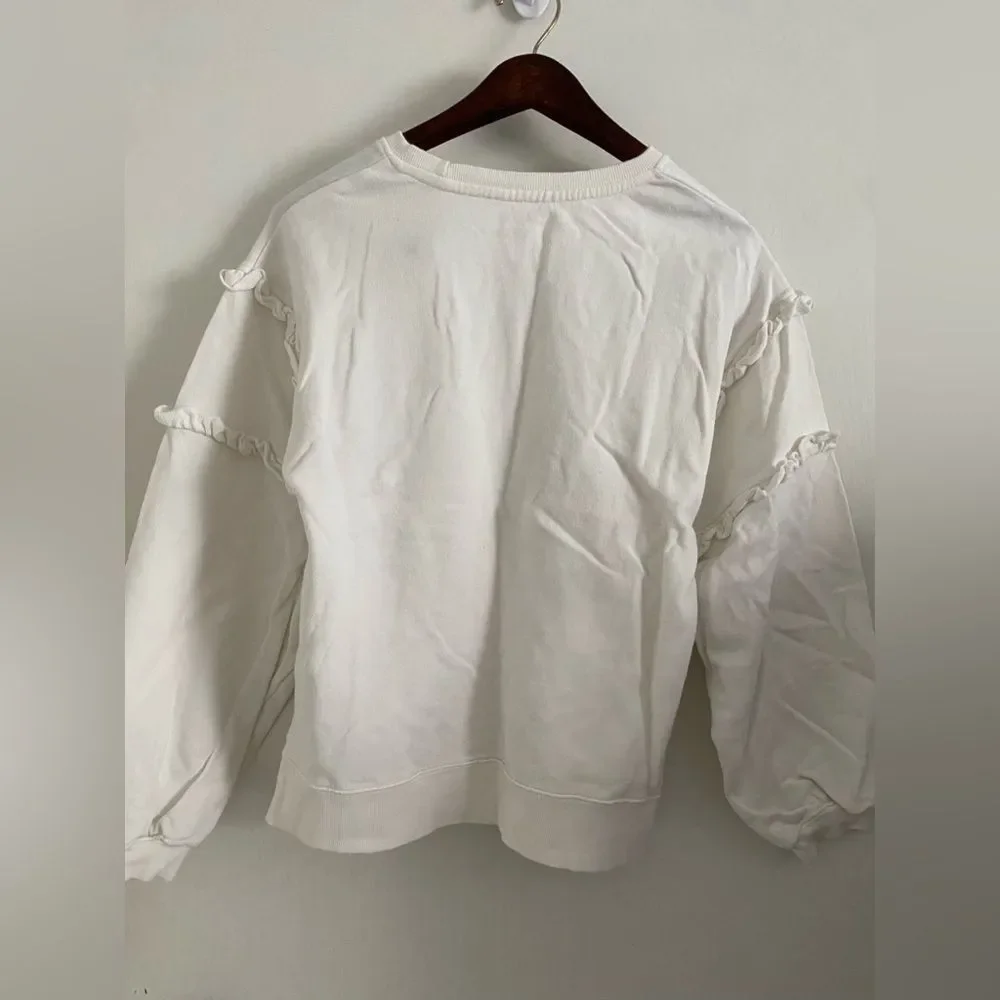 Time & Tru Ruffled Sweater |Color: White | Size: Small | - Picture 2 of 6